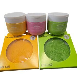 NatureWell Body Cream Set & Boie USA Flat Body Scrubber 3 creams and 2 scrubbers